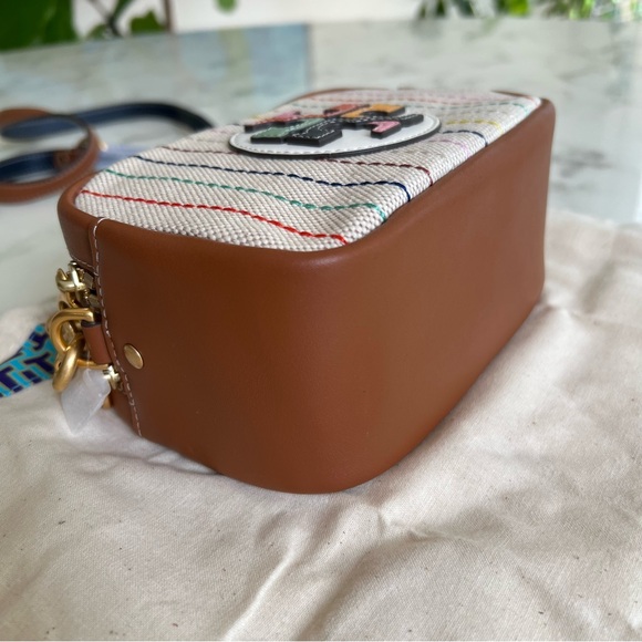 NWOT Tory Burch Perry Bombe Canvas Colorblock Mini Bag Multi Striped Leather - Picture 7 of 12